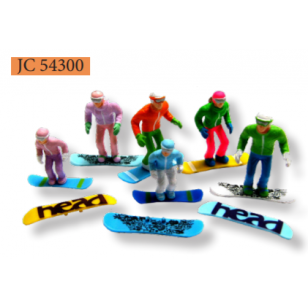 Snowboarding Figurines, Set of 6, Plastic, G Scale
